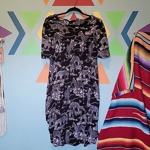 Sante Classics Vintage Mumu House Dress/Loungewear Zebra Safari Print Size Large